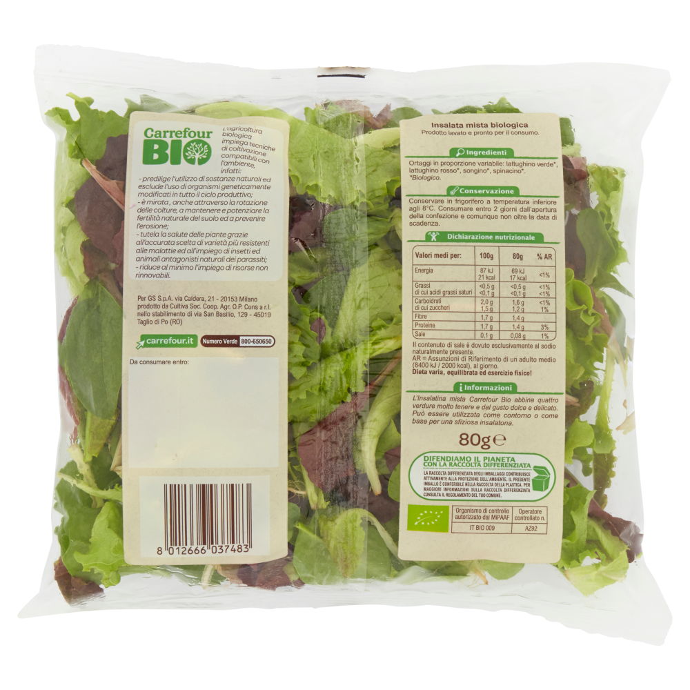 Carrefour Bio Insalatina mista 80 g