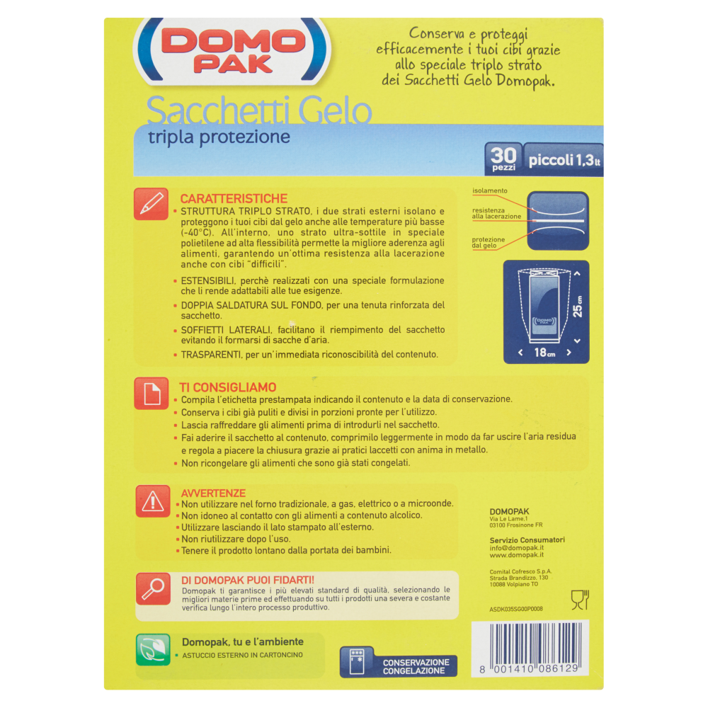 Domopak Sacchetti Gelo tripla protezione piccoli (1,3 lt - 30 pezzi)