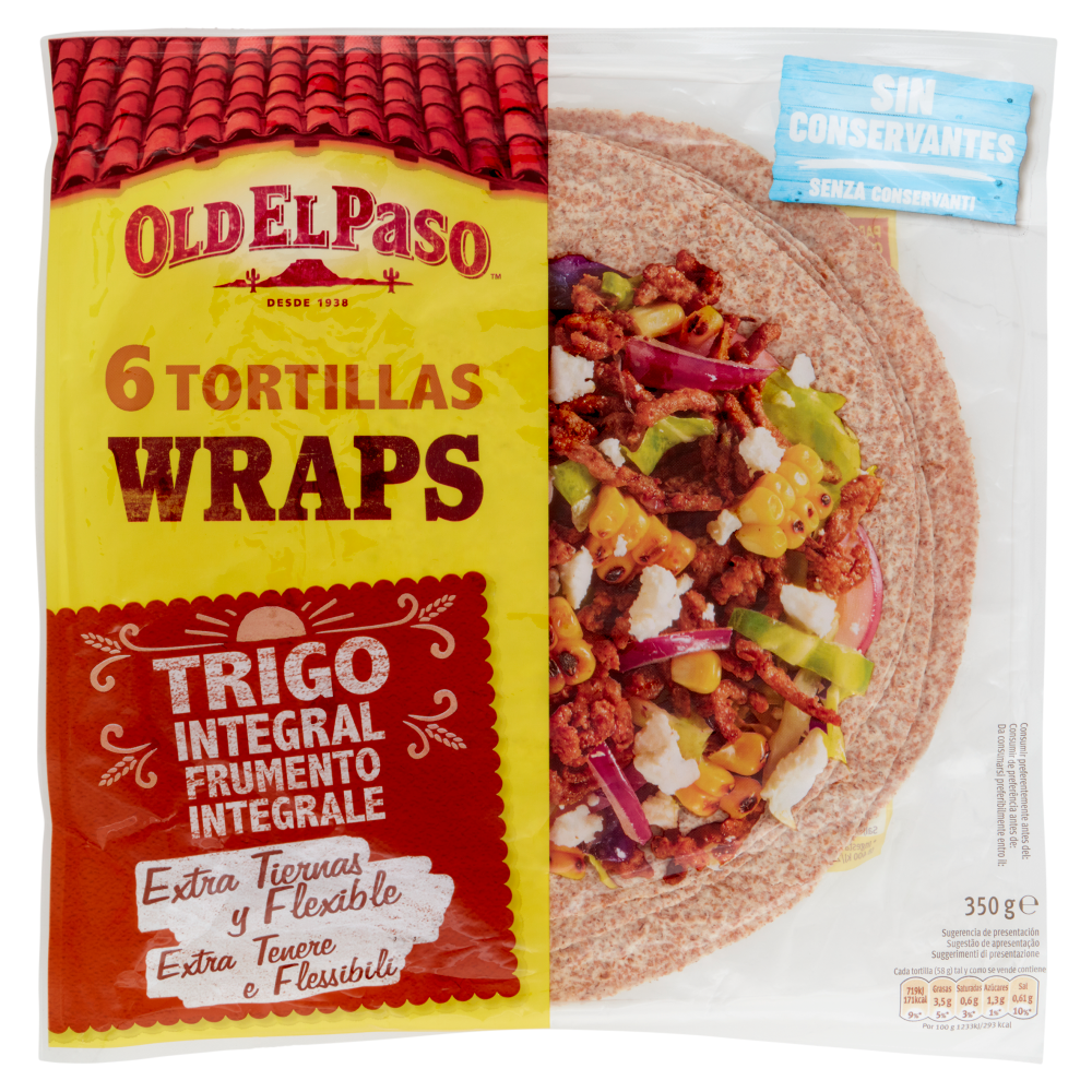 Old El Paso 6 Tortillas Wraps Trigo Integral 6 x 58 g Carrefour