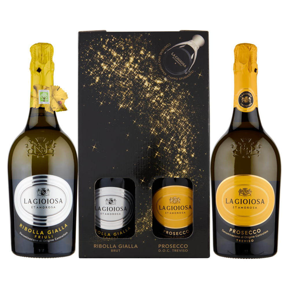 La Gioiosa Ribolla Gialla Brut 75 cl + Prosecco D.O.C. Treviso 75 cl + stopper