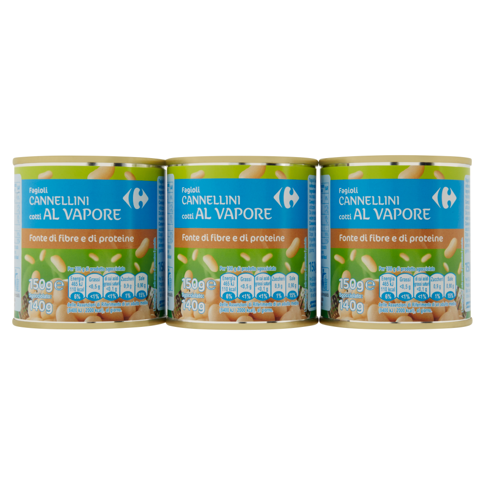 Carrefour Fagioli Cannellini cotti al Vapore 3 x 150 g