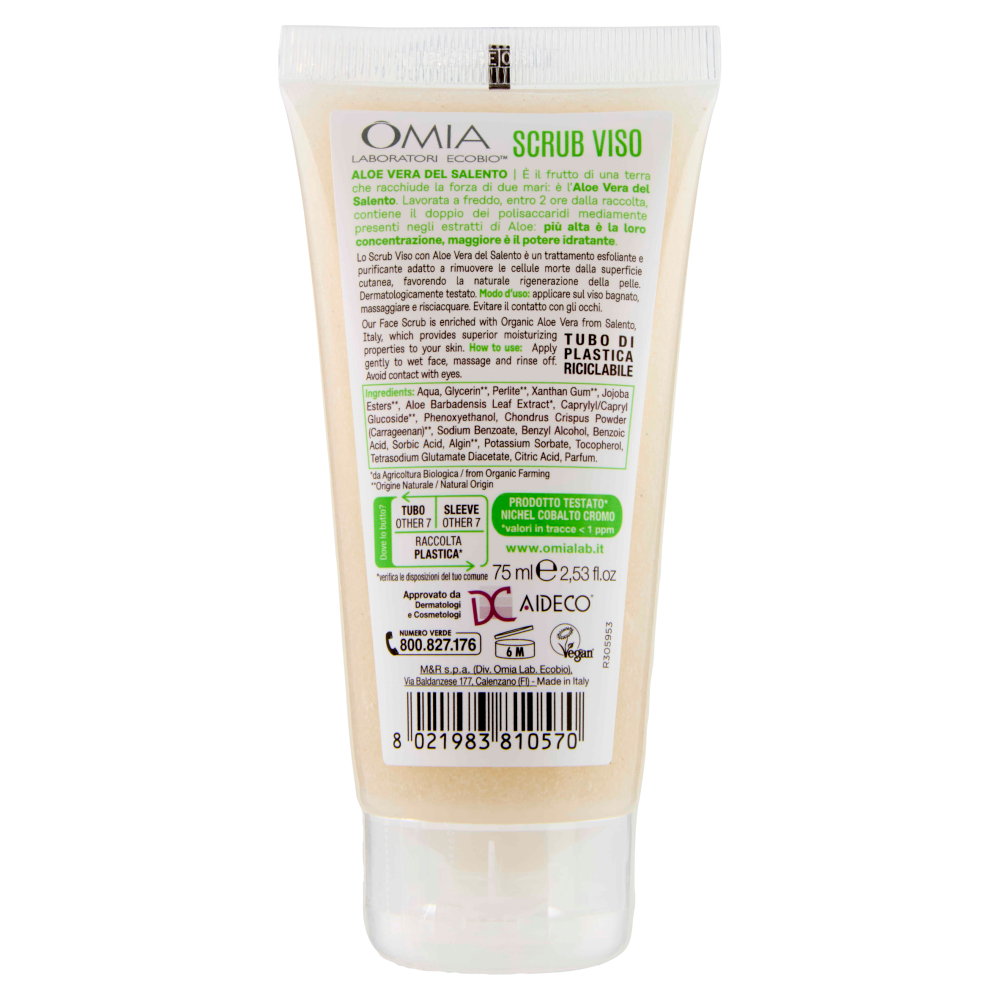 Omia Laboratori Ecobio Scrub Viso aloe vera del Salento 75 ml