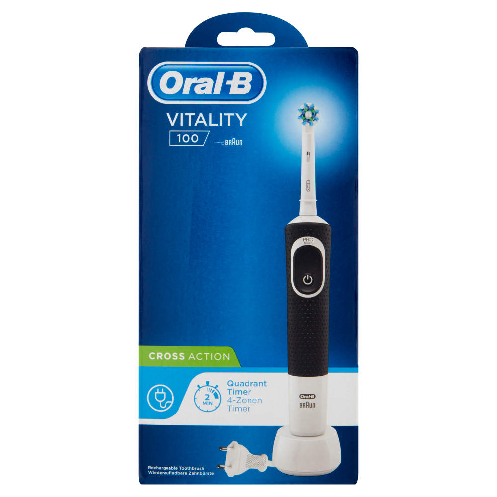 Oral-B Spazzolino Elettrico Denti Ricaricabile Vitality 100 Cross Action Nero