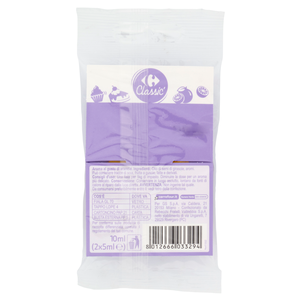 Carrefour Classic Aroma al Gusto di Arancia 2 x 5 ml