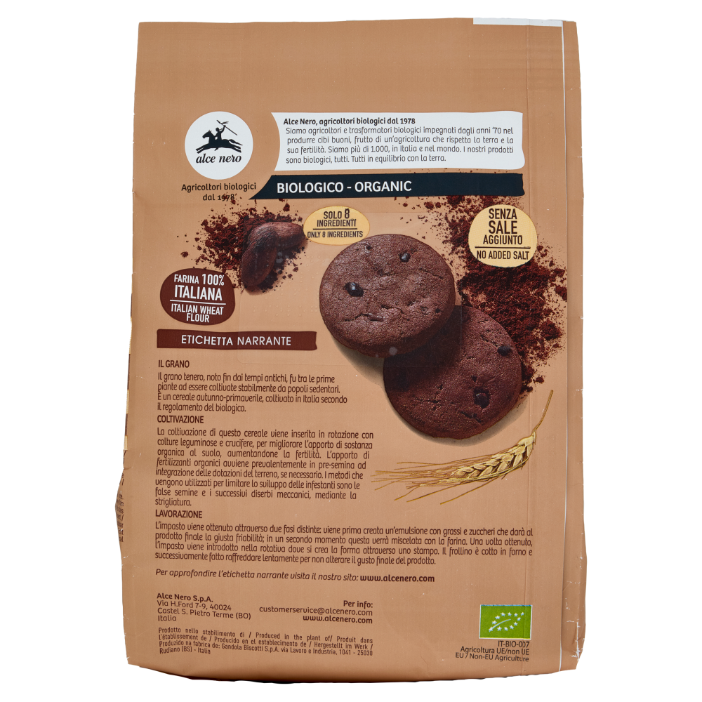 alce nero Frollini al Cacao con Fave di Cacao 250 g