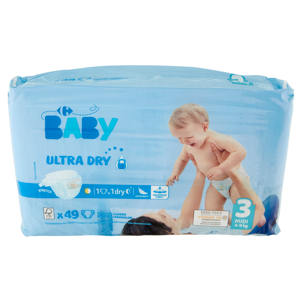 Carrefour Baby Ultra Dry Pannolini 3 Midi 4-9 kg 49 pz