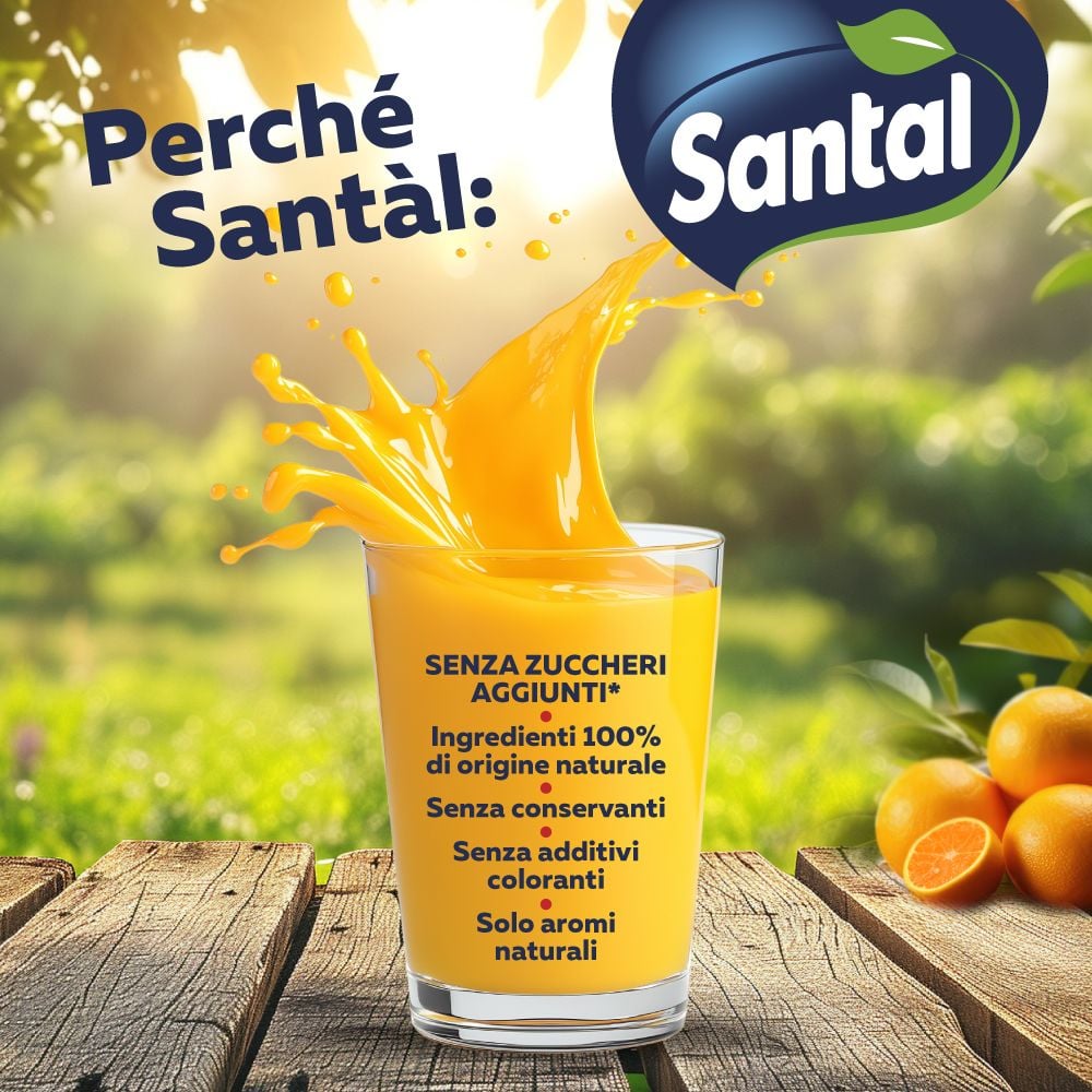 Santal Succo di Frutta Arancia Senza Zuccheri Aggiunti 1000 ml
