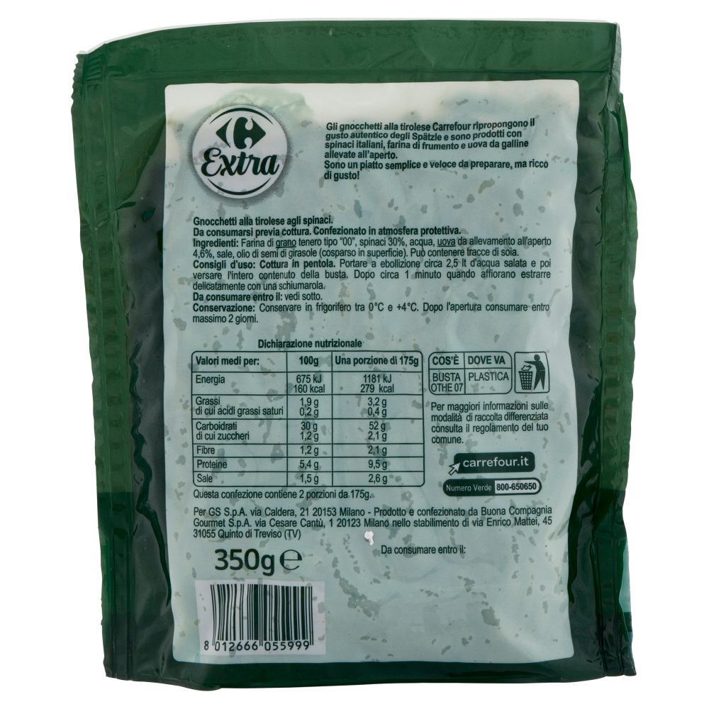 Carrefour Extra Gnocchetti alla Tirolese 350 g
