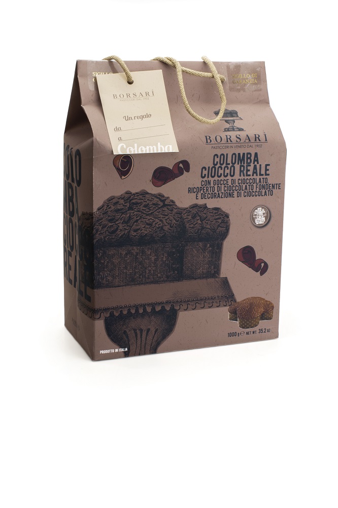 Colomba Ciocco Reale con Gocce di Cioccolato Ricoperta di Cioccolato Fondente con Shopper 1 kg