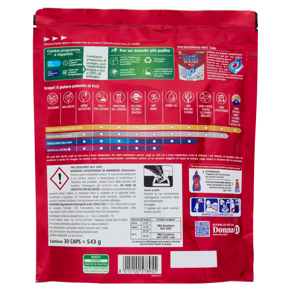 PRIL Excellence 4in1 Caps 30pz (543g)