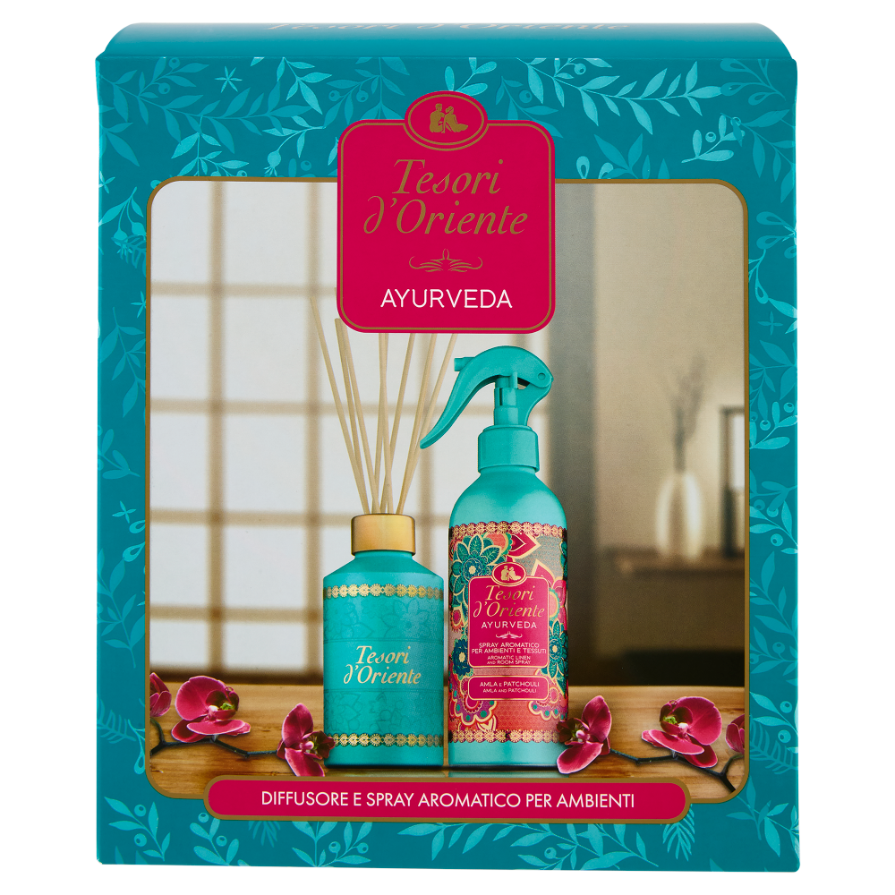 Tesori d'Oriente Ayurveda Diffusore e Spray Aromatico per Ambienti 200 ml + 250 ml