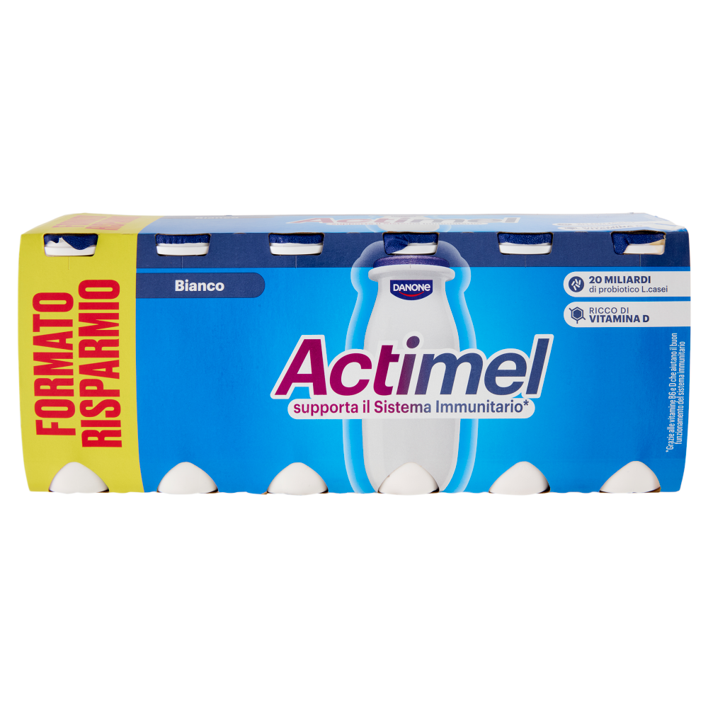 ACTIMEL, Yogurt da Bere con Vit B6 e D per il Sistema Immunitario, Bianco Naturale, 12X100G