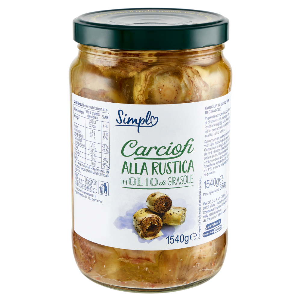 Simpl Carciofi alla Rustica in Olio di Girasole 1540 g