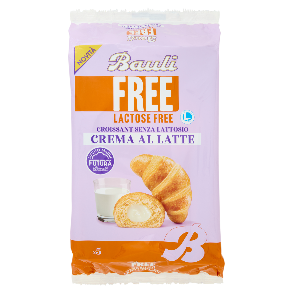 Bauli Free Lactose Free Croissant Senza Lattosio Crema al Latte 5 x 45 g