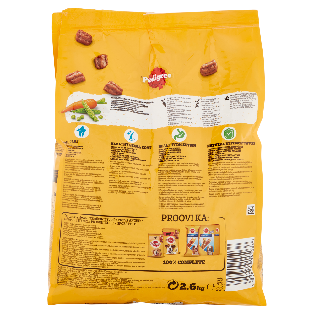 Pedigree Cibo Secco Cane Adulto Pollame Verdure 2.6Kg