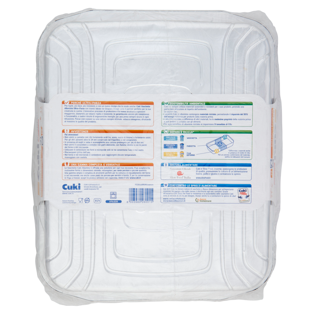 Cuki Cuoce Vaschette Alluminio ultra-forza con manici 12 Porzioni 2 pz