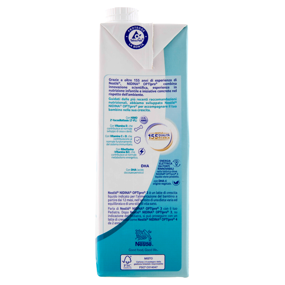 NESTLÉ NIDINA Optipro 3 Latte di crescita liquido per bambini da 1 anno Brick 1L
