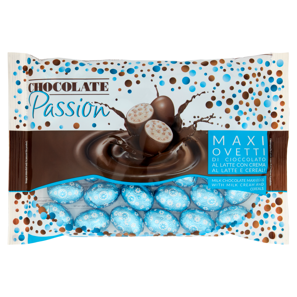Chocolate Passion Maxi Ovetti di Cioccolato al Latte con Crema al Latte e Cereali 450 g