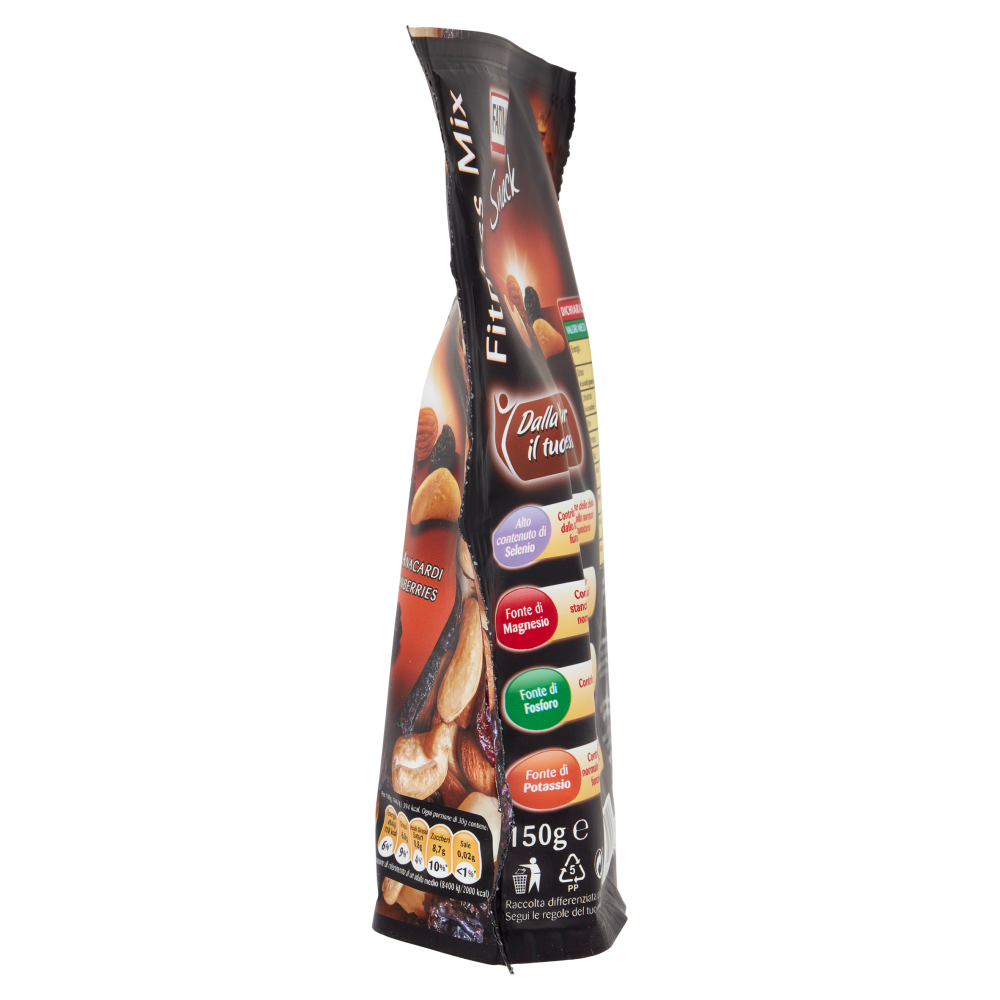 Fatina Snack Fitness Mix Mandorle - Uva - Anacardi - Noci Brasile - Cranberries 150 g