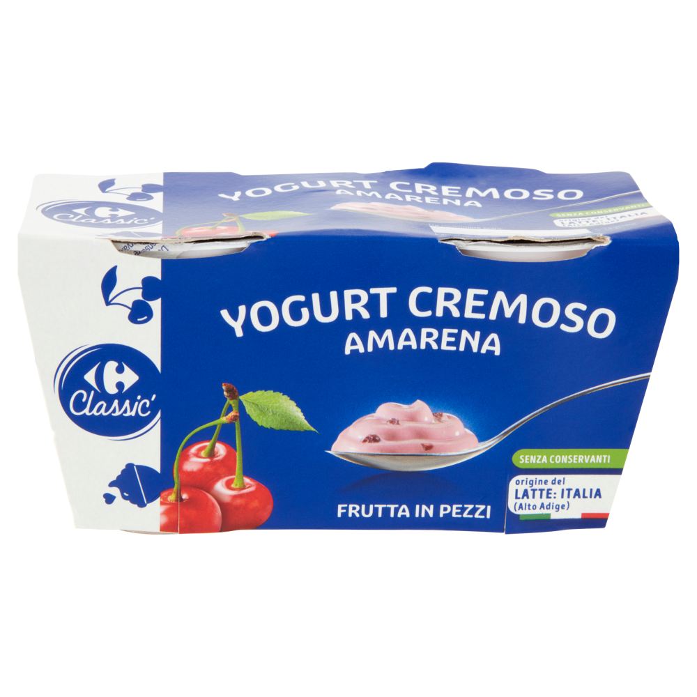 Carrefour Classic Yogurt Cremoso Amarena Frutta in Pezzi 2 x 125 g