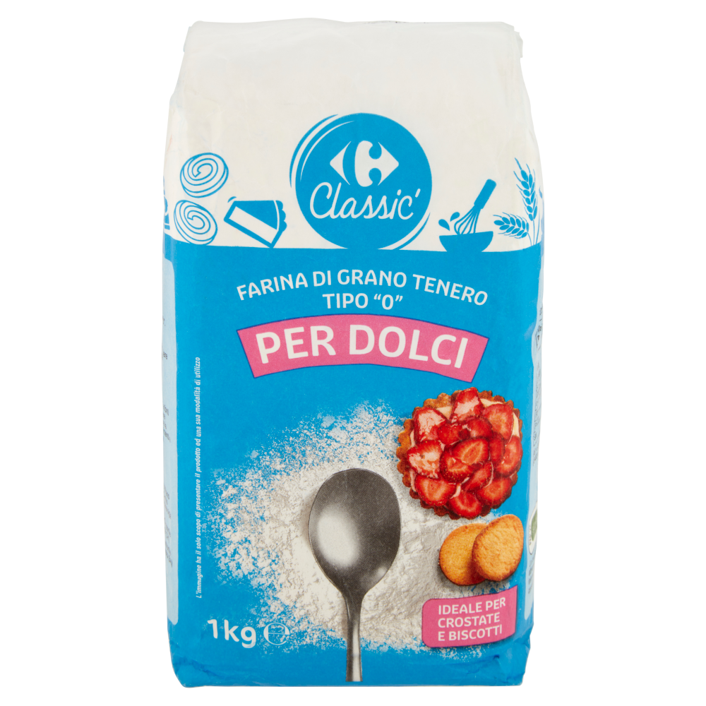 Carrefour Classic Farina di Grano Tenero Tipo "0" per Dolci 1 kg