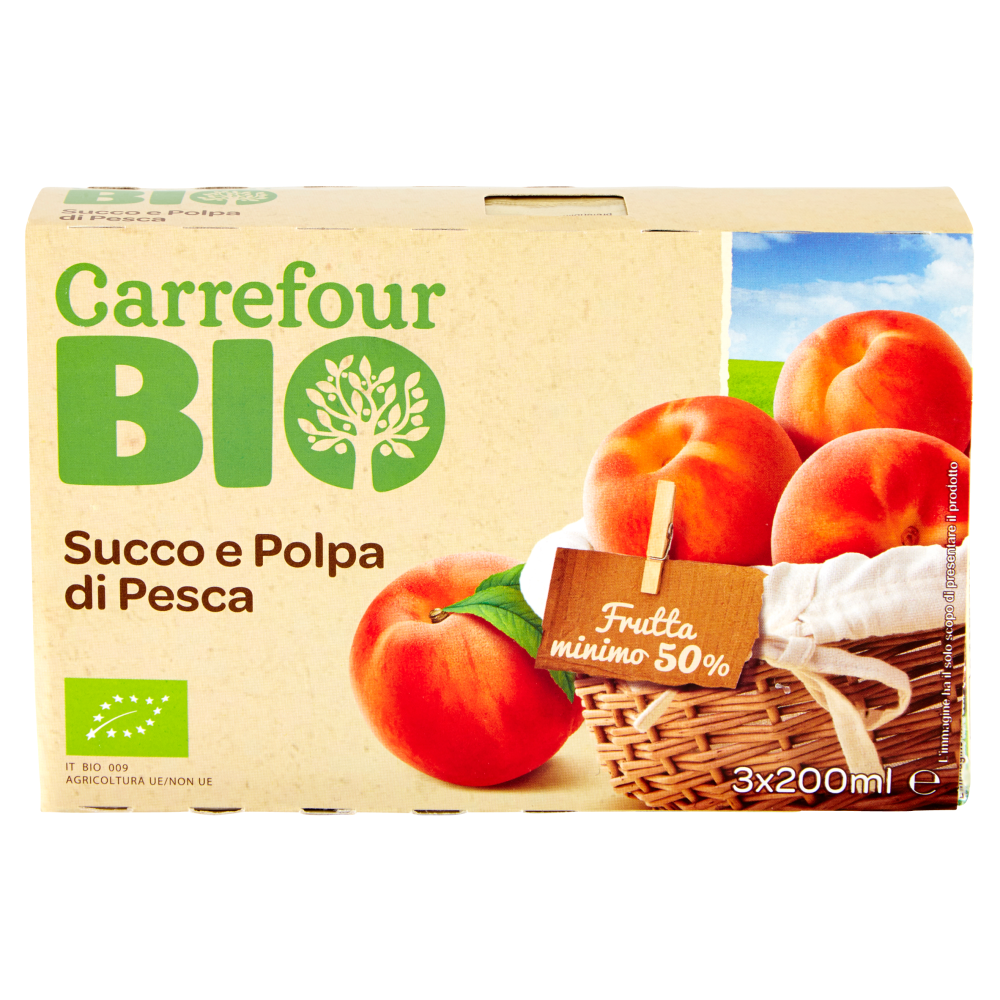 Carrefour Bio Succo e Polpa di Pesca 3 x 200 ml