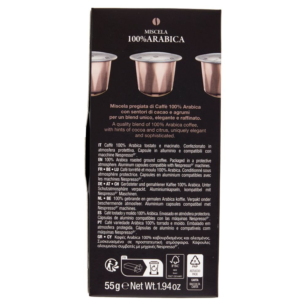 Pellini Top Miscela 100% Arabica Compatibili Nespresso* 10 Capsule 55 g
