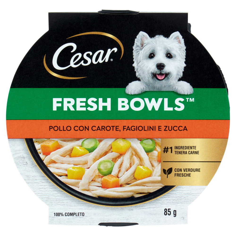 Cesar Fresh Bowls Cibo umido Cane Pollo Carote 85 g