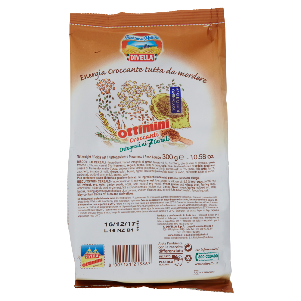 Divella Fantasie del Mattino Ottimini Croccanti Integrali ai 7 Cereali 300 g