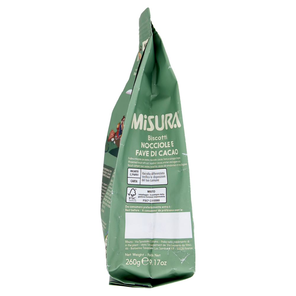 Misura Naturìcca Biscotti Nocciole e Fave di Cacao Plant Based 260 g
