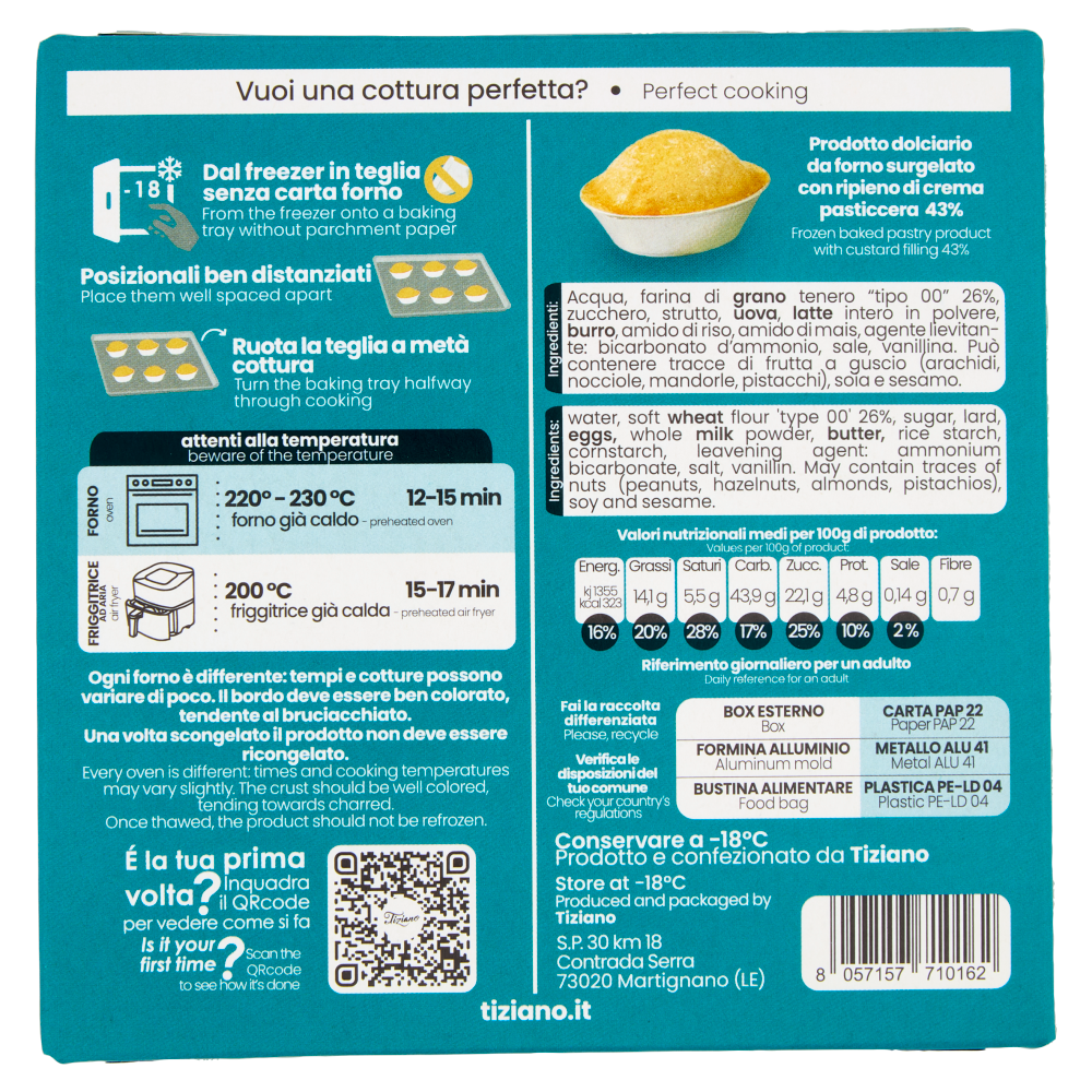 Tiziano Pasticciotto crema 4 x 60 g