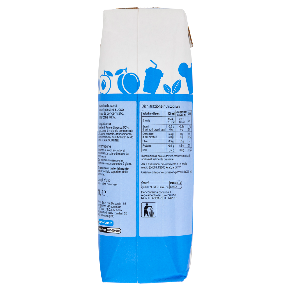 Carrefour Classic Bevanda Senza Zuccheri Aggiunti* Pesca con Mela 1 L