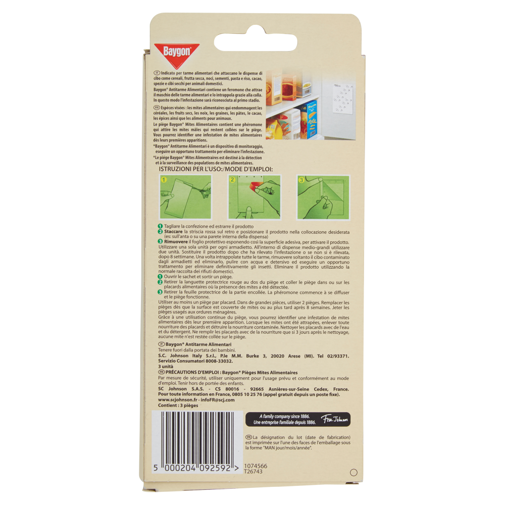 Baygon Antitarme Alimentari, Protezione per la Cucina, Confezione da 3 unit&agrave;