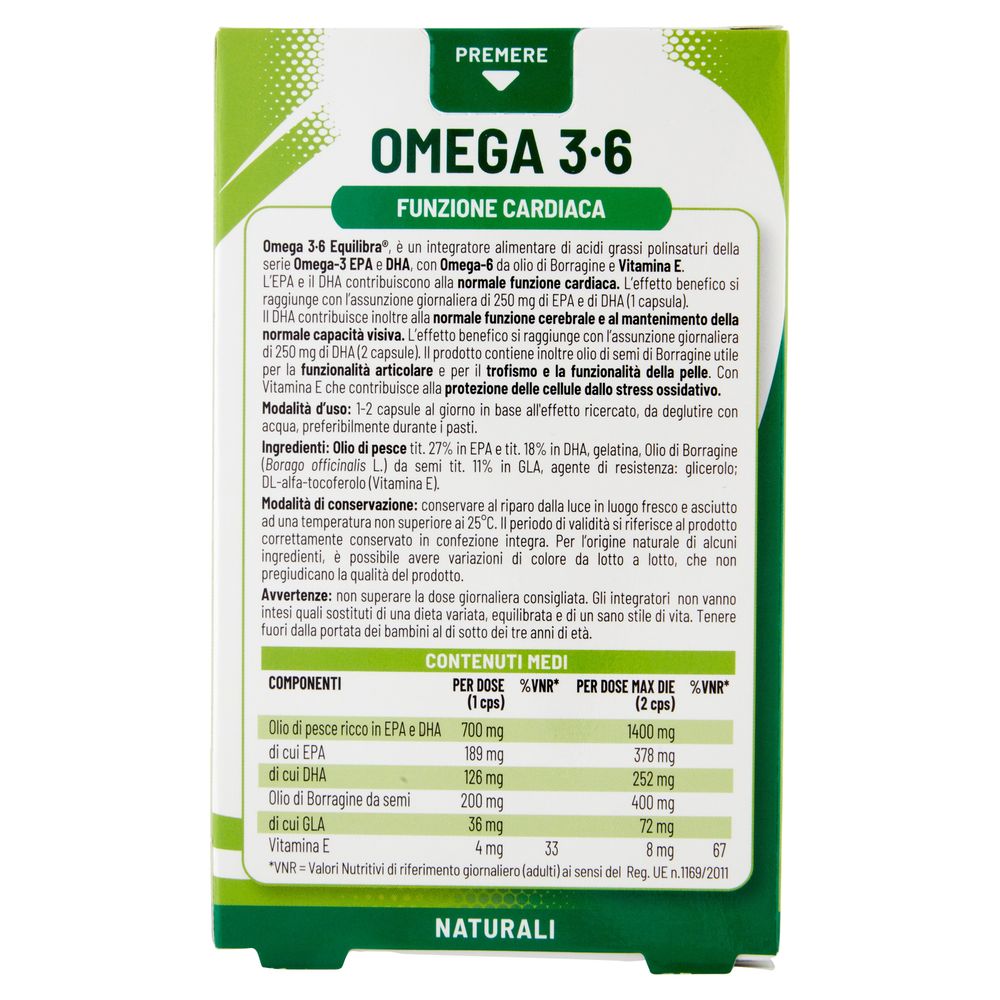 Equilibra Omega 3-6 Funzione Cardiaca 32 Capsule 38,4 g