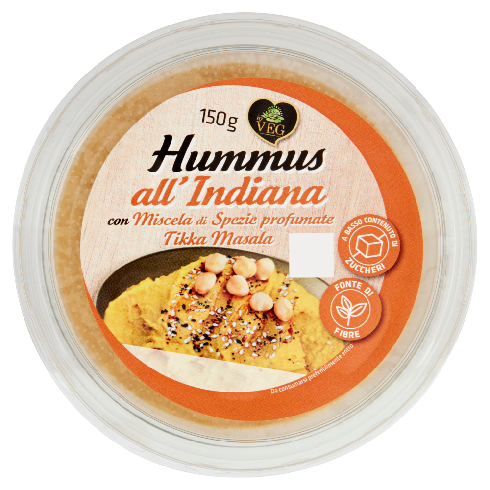 io VEG Hummus all'Indiana con Miscela di Spezie profumate Tikka Masala 150 g
