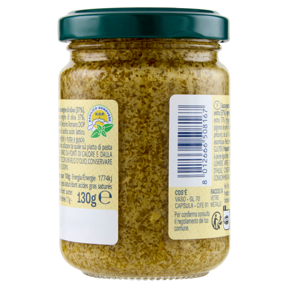 Terre d'Italia Pesto della Liguria con Basilico Genovese DOP e olio extra vergine di oliva 130 g