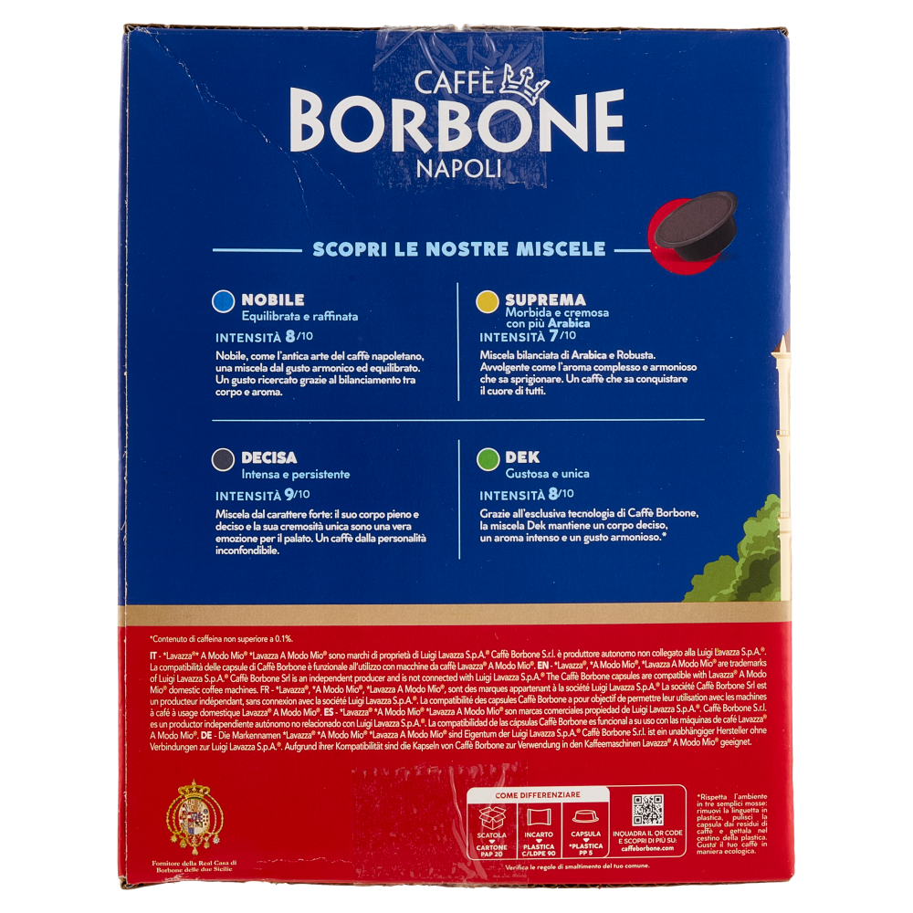 Caffè Borbone Miscela Decisa Capsule Compatibili Lavazza* A Modo Mio* ad uso domestico 120 x 7,2 g