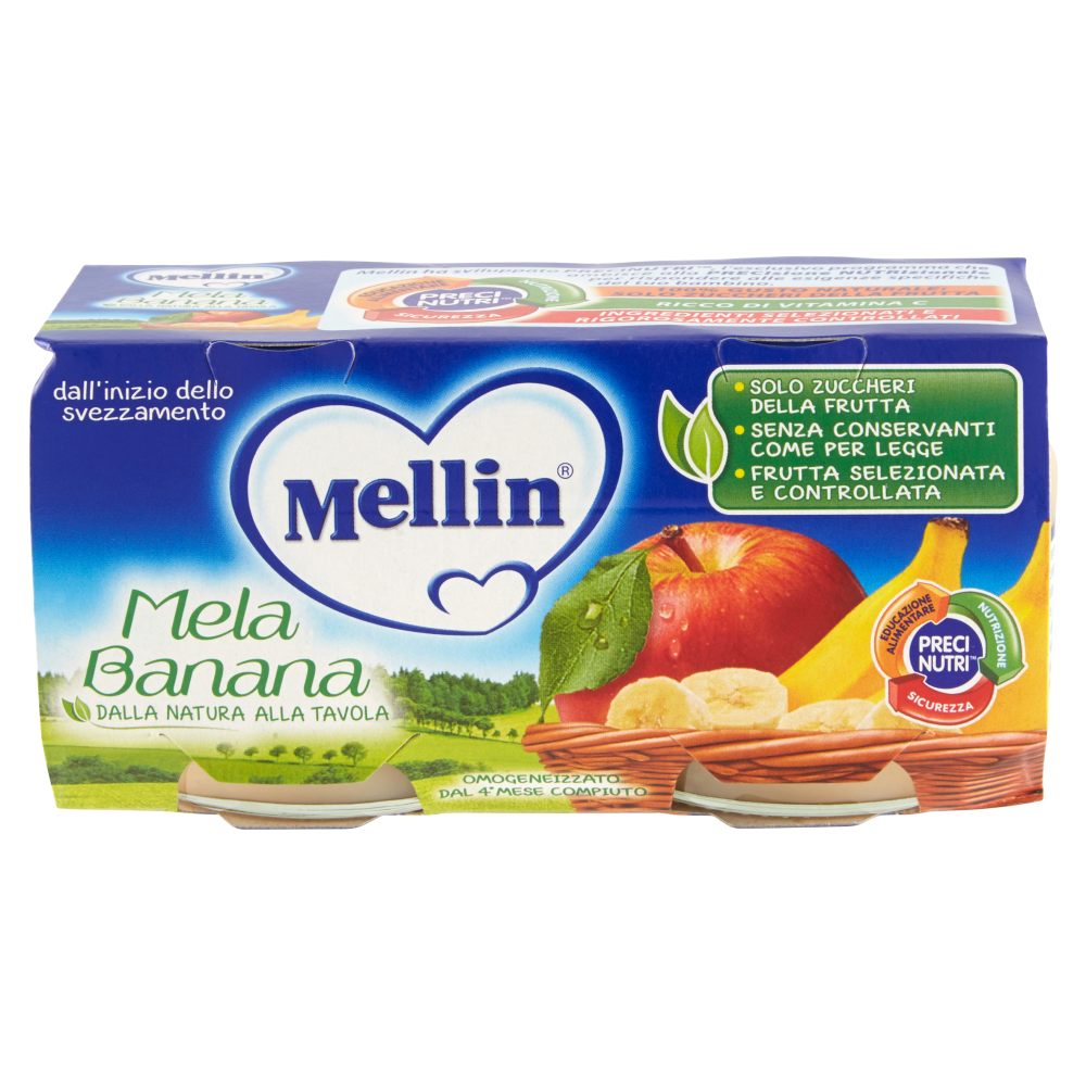 Mellin Mela Banana 100% Naturale Omogeneizzato 2 x 100 g