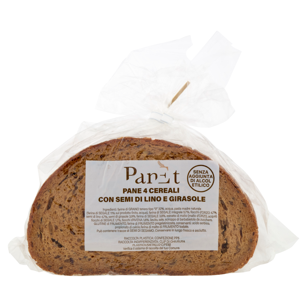 PanEt Pane 4 Cereali con Semi di Lino e Girasole 500 g