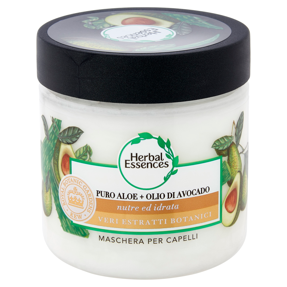 Herbal Essences Maschera Capelli Nutre ed Idrata con Puro Aloe + Olio di Avocado  250 ml