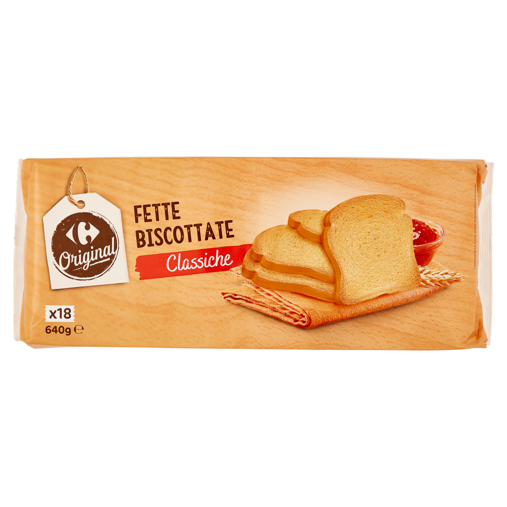 Carrefour Original Fette Biscottate Classiche 18 Monoporzioni 640 g