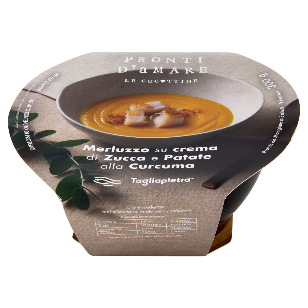 Tagliapietra Pronti d'Amare le Cocottine Merluzzo su crema di Zucca e Patate alla Curcuma 300 g