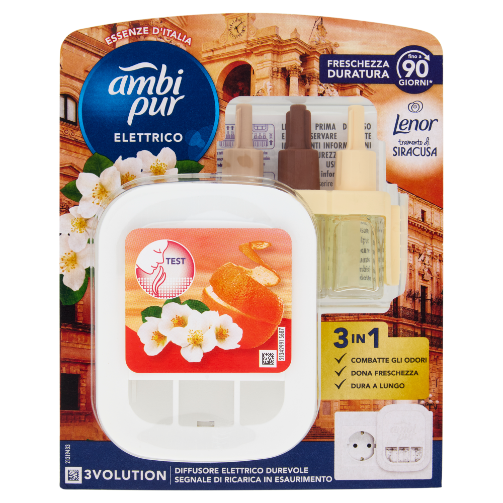 Ambi Pur Profumatore Ambienti Diffusore Elettrico+Ricarica 3Volution, Tramonto di Siracusa 20 ml