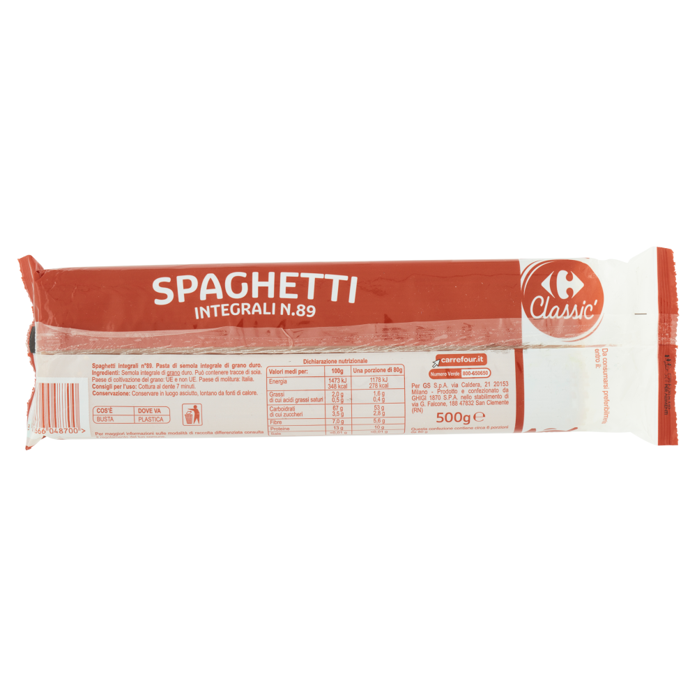 Carrefour Classic Spaghetti Integrali N.89 500 g