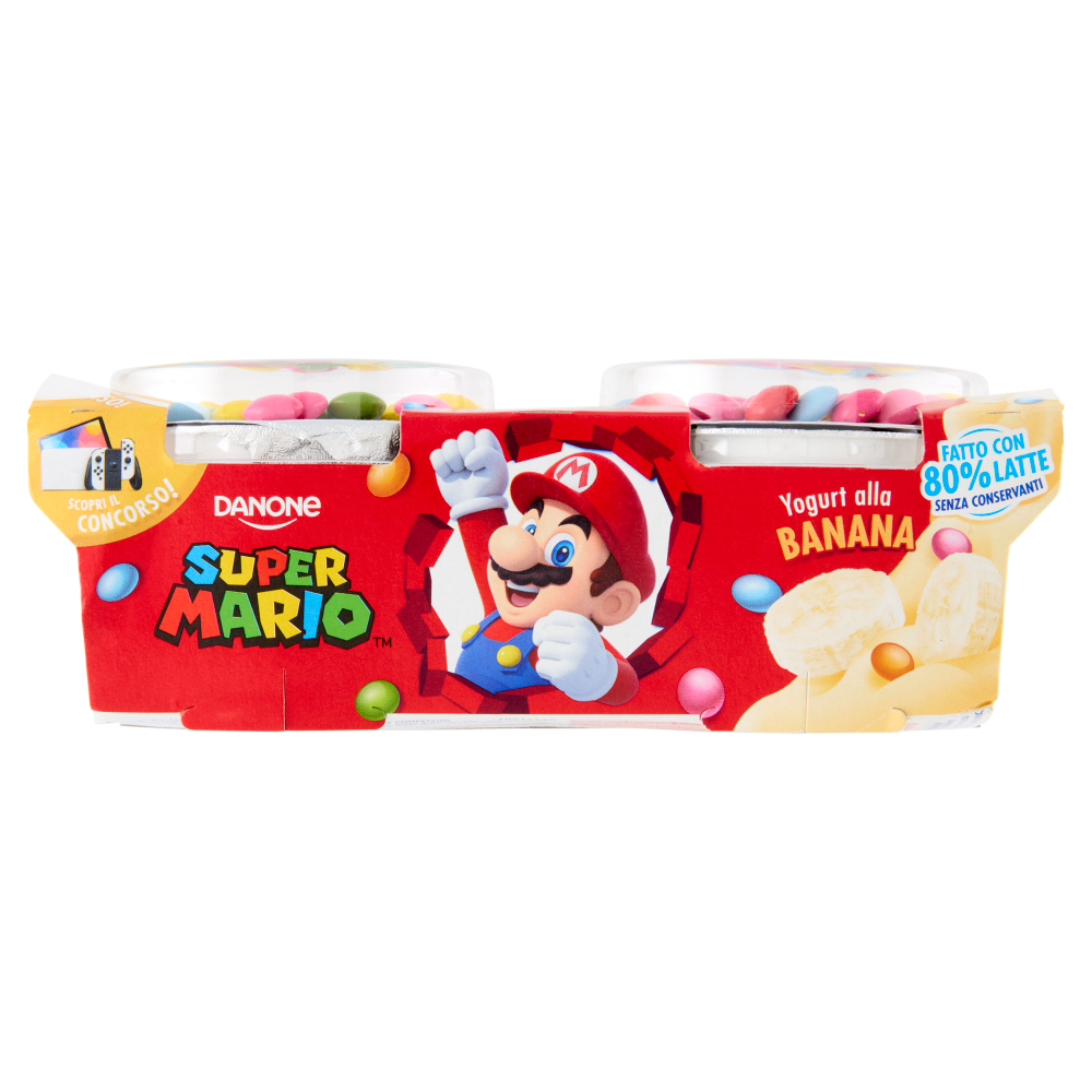 DANONE Super Mario, Yogurt gusto Banana con Confettini, 2x110g