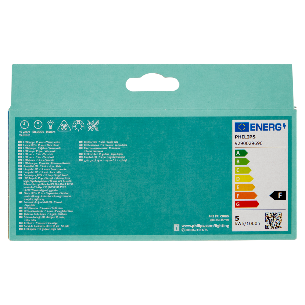 Philips Led sfera vetro 40W E14 2700K 4 pz