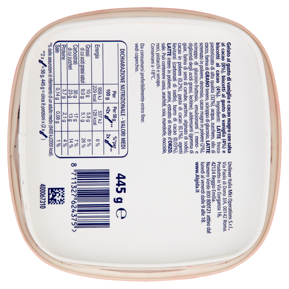 Ringo Cremoso Gelato al gusto di Vaniglia e Cacao 445 g