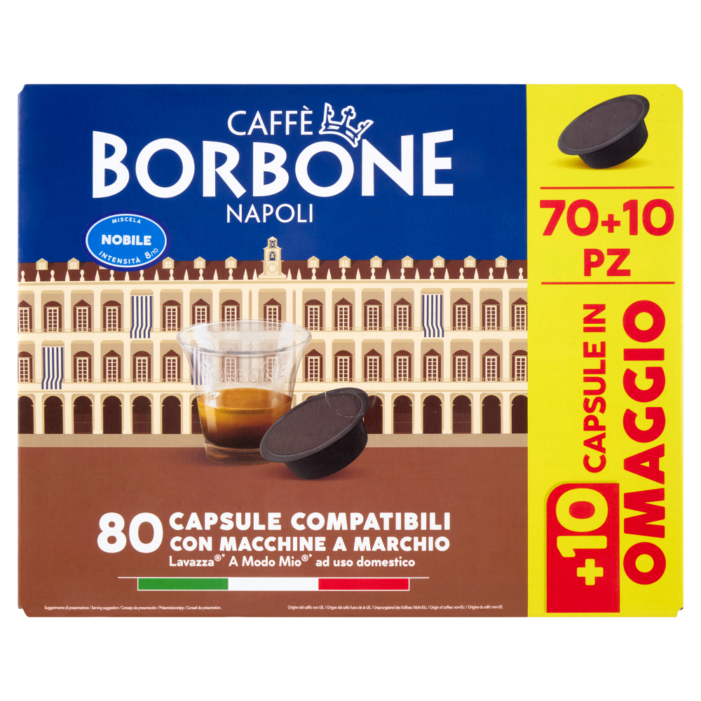 Caff&egrave; Borbone Miscela Nobile Capsule Compatibili Lavazza* A Modo Mio* ad uso domestico 80 x 7,2 g