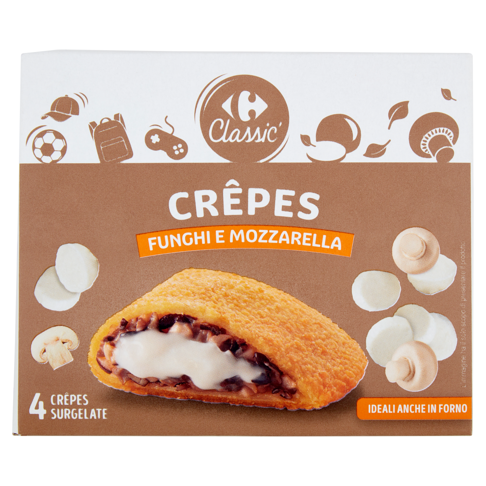 Carrefour Classic Crêpes Funghi e Mozzarella Surgelate 4 x 62,5 g