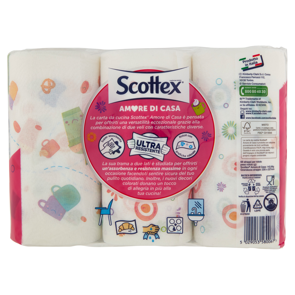 Scottex Amore di Casa Carta da Cucina Rotoli 3 pz